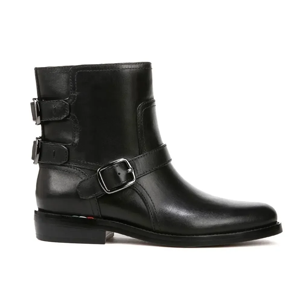 Franco Sarto Prina Women Moto Boot Size 7.5 Black Leather Biker Short Bootie New